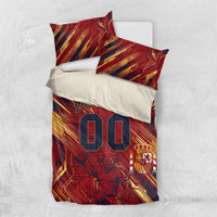 Personalized Spain Football Bedding Set Spanish Shield Bull Mascot