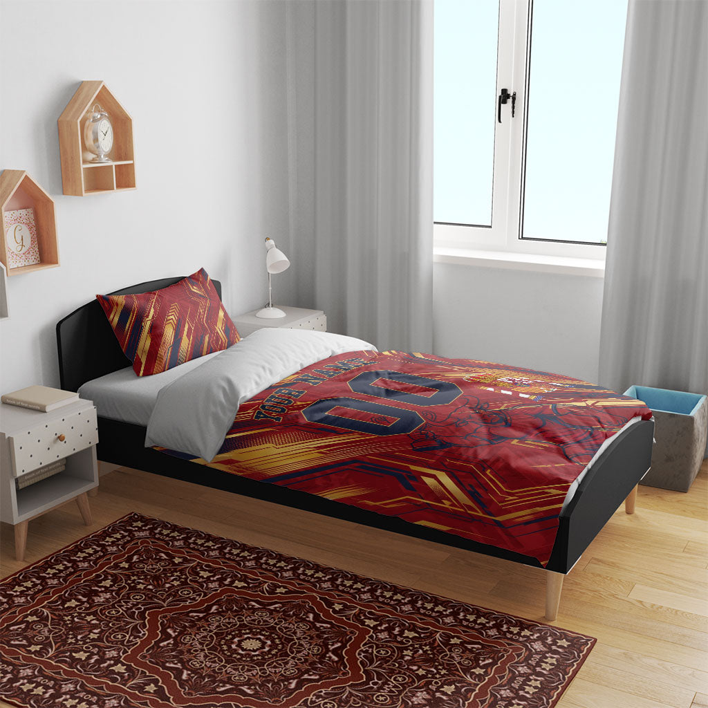 Personalized Spain Football Bedding Set Spanish Shield Bull Mascot