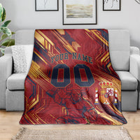 Personalized Spain Football Blanket Spanish Shield Bull Mascot