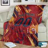 Personalized Spain Football Blanket Spanish Shield Bull Mascot