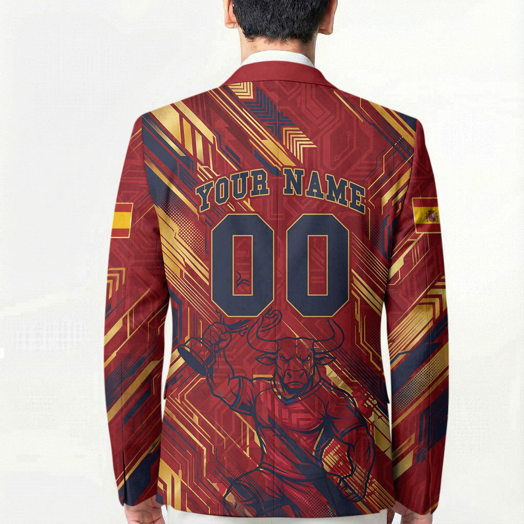 Personalized Spain Football Blazer Spanish Shield Bull Mascot