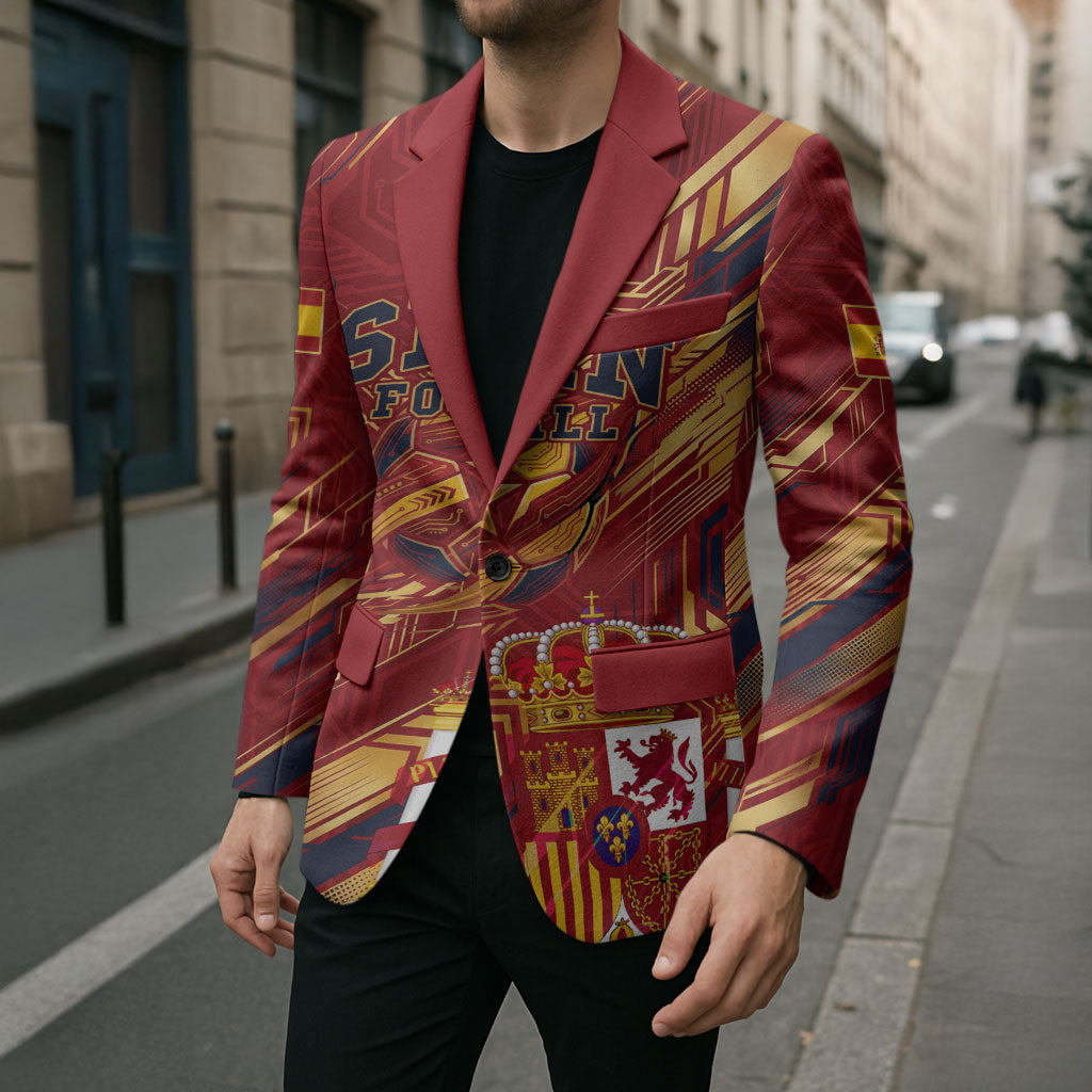 Personalized Spain Football Blazer Spanish Shield Bull Mascot