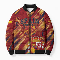 Personalized Spain Football Bomber Puffer Jacket Spanish Shield Bull Mascot