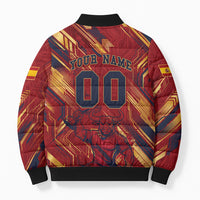 Personalized Spain Football Bomber Puffer Jacket Spanish Shield Bull Mascot