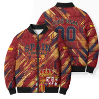 Personalized Spain Football Bomber Puffer Jacket Spanish Shield Bull Mascot