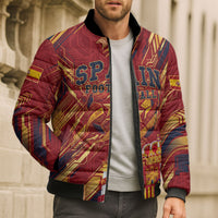 Personalized Spain Football Bomber Puffer Jacket Spanish Shield Bull Mascot