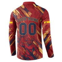 Personalized Spain Football Button Sweatshirt Spanish Shield Bull Mascot