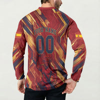 Personalized Spain Football Button Sweatshirt Spanish Shield Bull Mascot