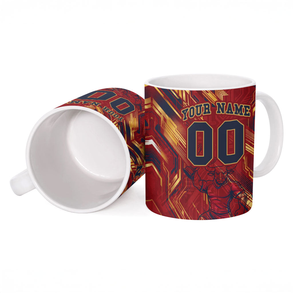 Personalized Spain Football Ceramic Mug Spanish Shield Bull Mascot