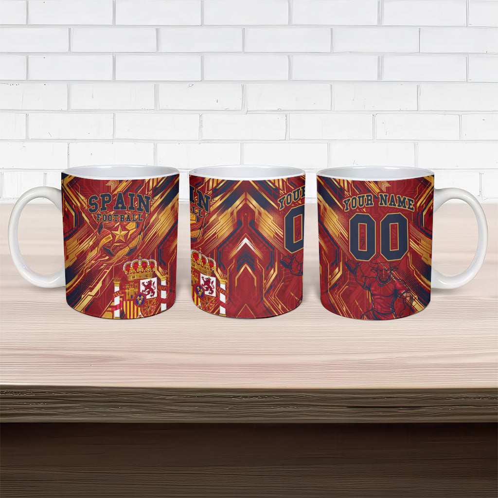 Personalized Spain Football Ceramic Mug Spanish Shield Bull Mascot