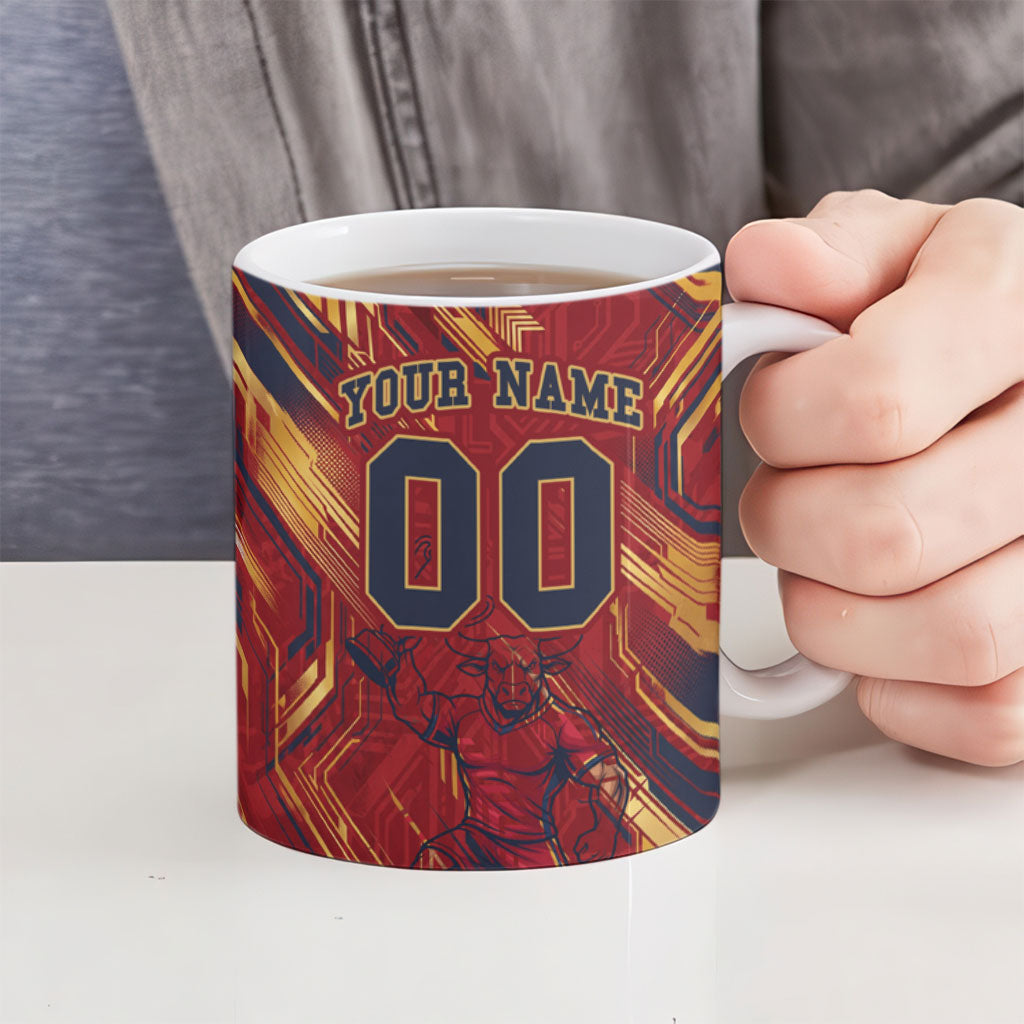 Personalized Spain Football Ceramic Mug Spanish Shield Bull Mascot