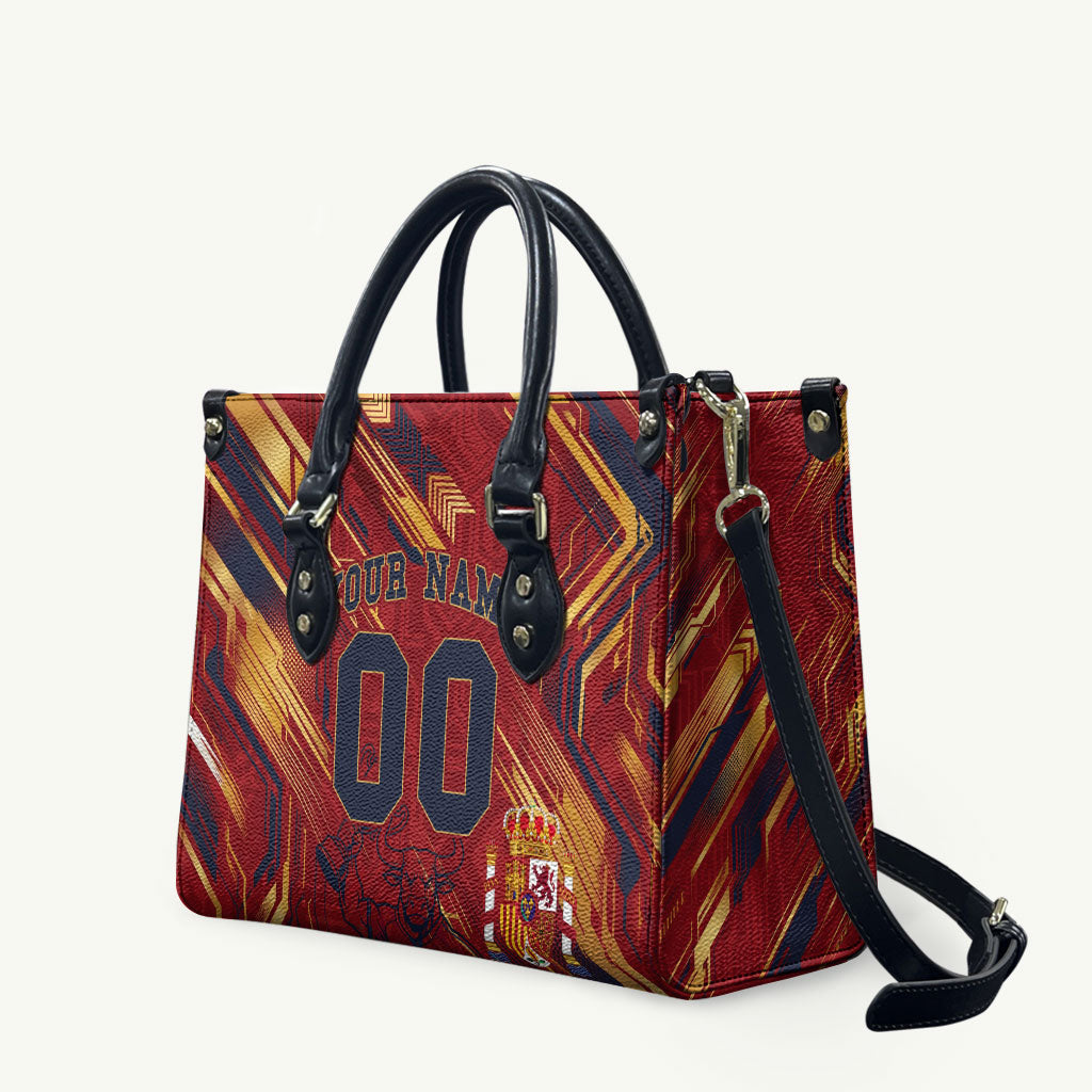 Personalized Spain Football Leather Bag Spanish Shield Bull Mascot
