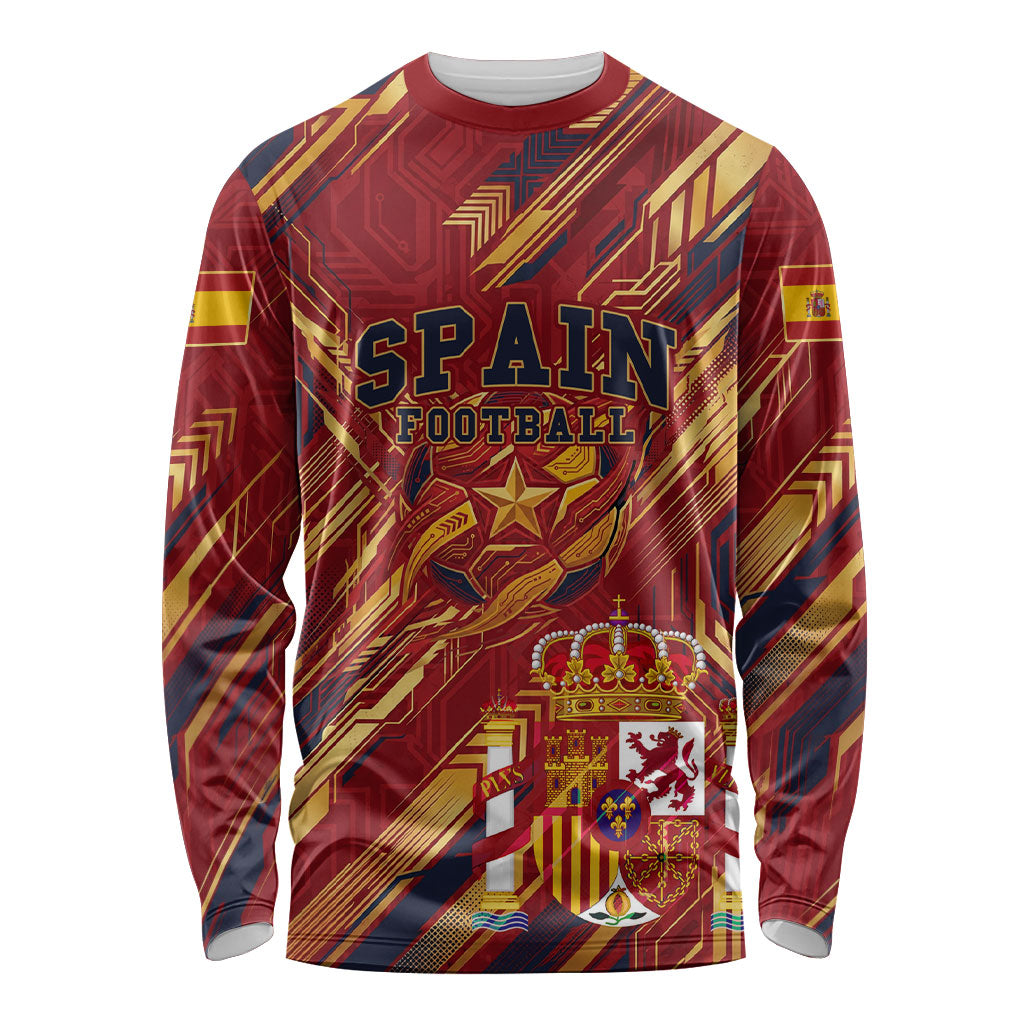 Personalized Spain Football Long Sleeve Shirt Spanish Shield Bull Mascot