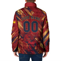 Personalized Spain Football Padded Jacket Spanish Shield Bull Mascot