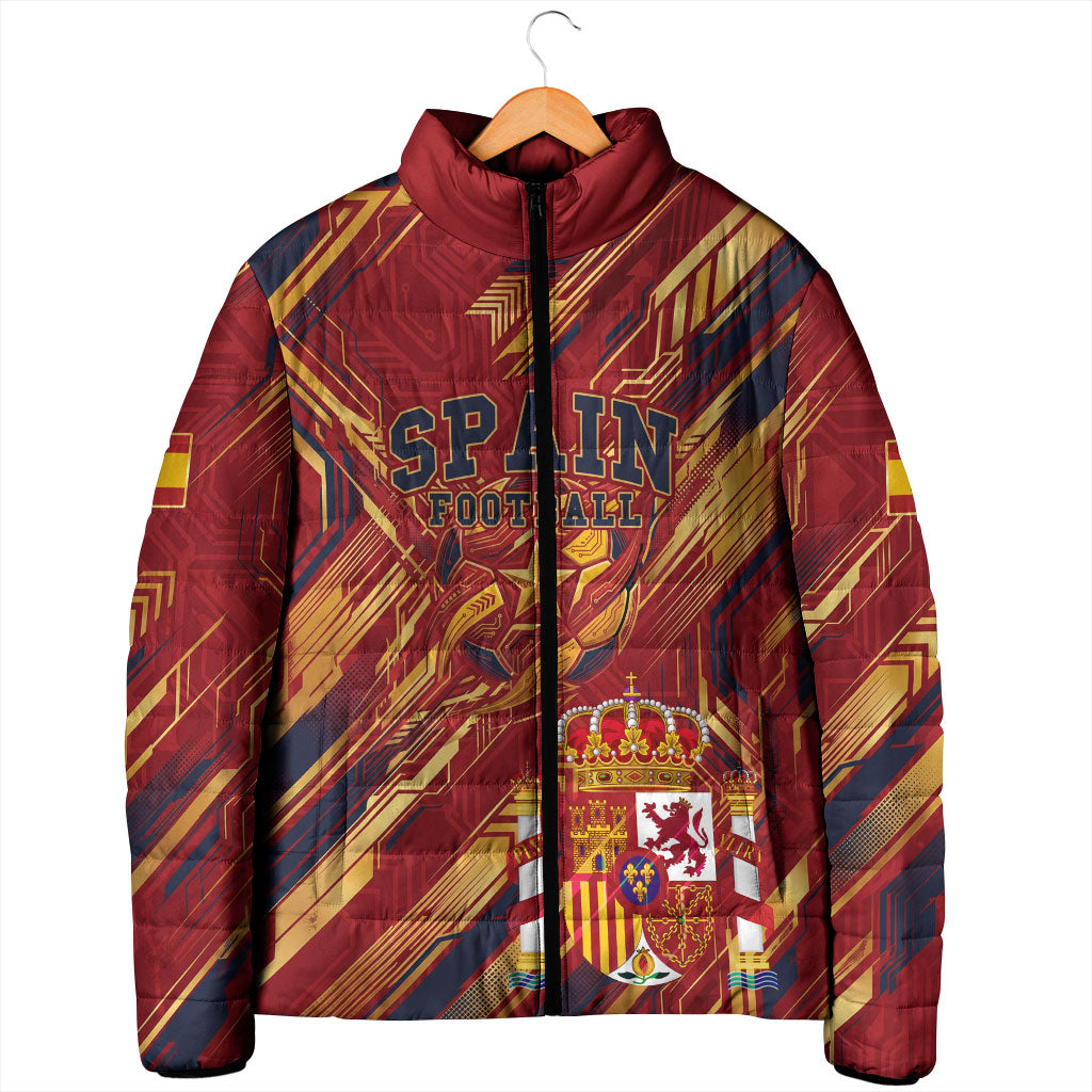 Personalized Spain Football Padded Jacket Spanish Shield Bull Mascot