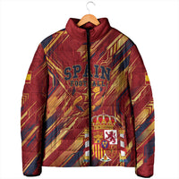 Personalized Spain Football Padded Jacket Spanish Shield Bull Mascot