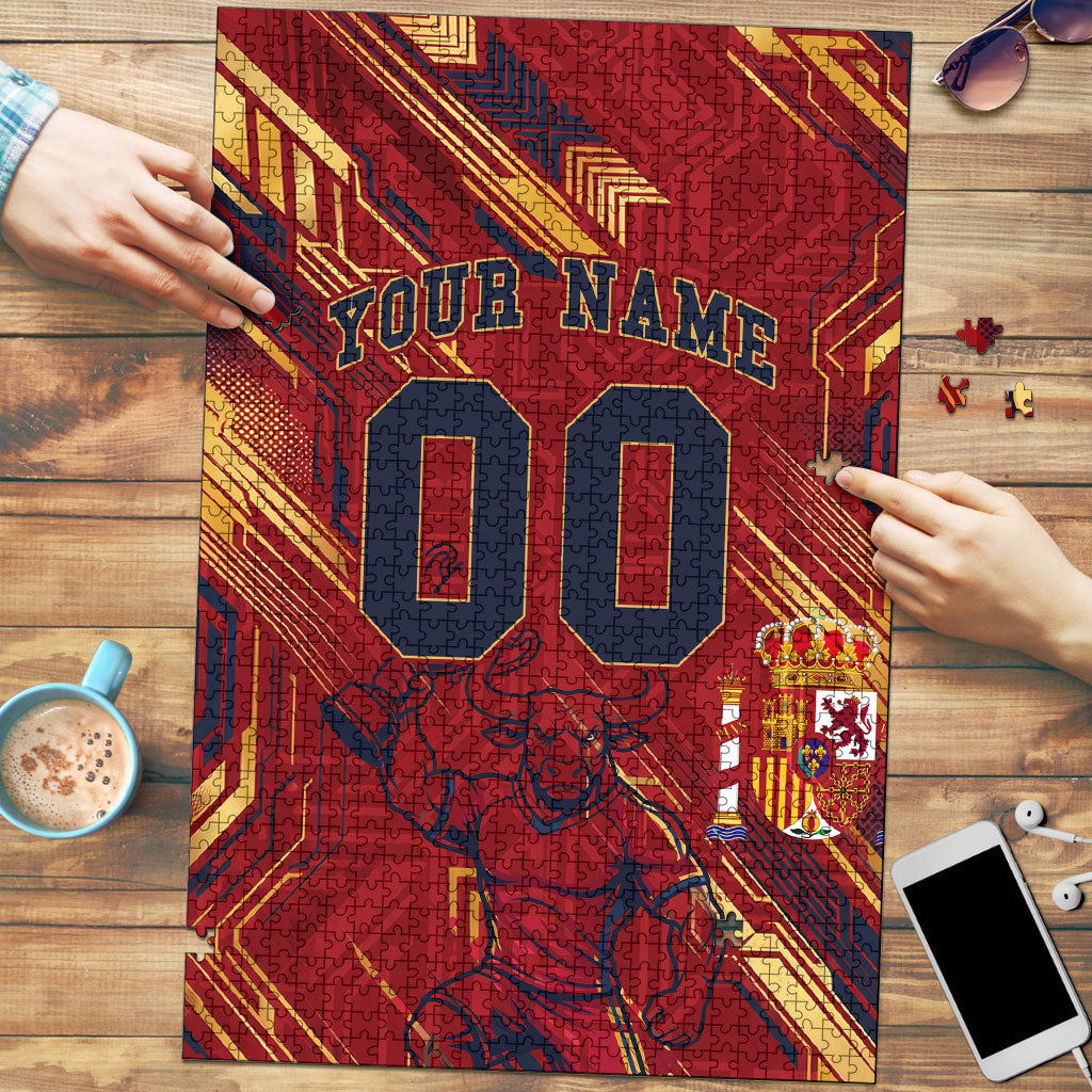 Personalized Spain Football Puzzle Spanish Shield Bull Mascot