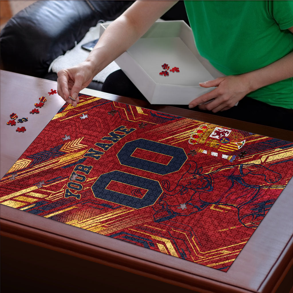 Personalized Spain Football Puzzle Spanish Shield Bull Mascot
