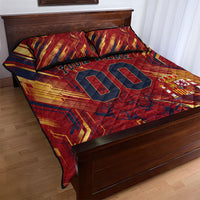 Personalized Spain Football Quilt Bed Set Spanish Shield Bull Mascot