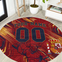 Personalized Spain Football Round Carpet Spanish Shield Bull Mascot
