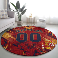 Personalized Spain Football Round Carpet Spanish Shield Bull Mascot