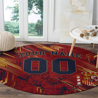 Personalized Spain Football Round Carpet Spanish Shield Bull Mascot