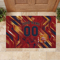 Personalized Spain Football Rubber Doormat Spanish Shield Bull Mascot