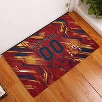 Personalized Spain Football Rubber Doormat Spanish Shield Bull Mascot