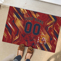 Personalized Spain Football Rubber Doormat Spanish Shield Bull Mascot