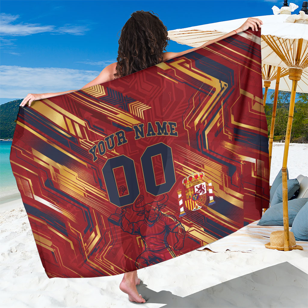 Personalized Spain Football Sarong Spanish Shield Bull Mascot