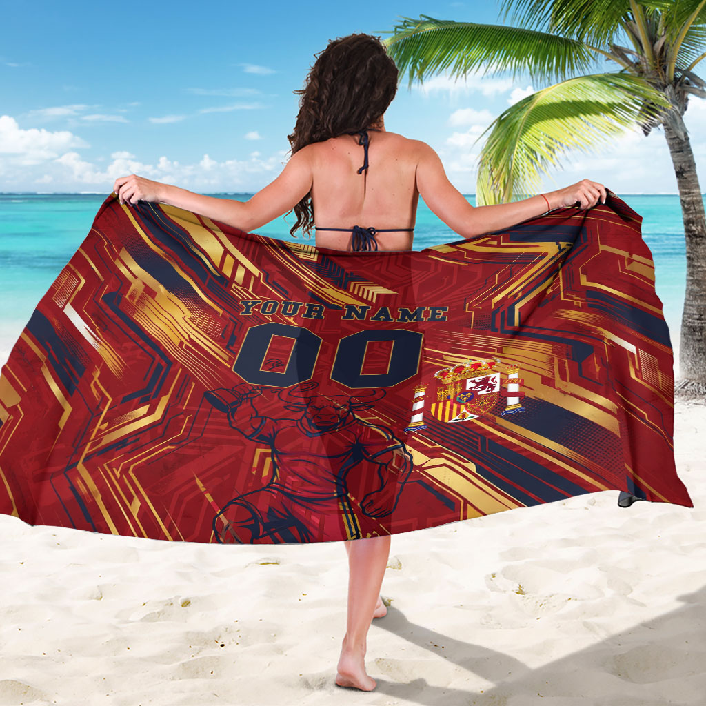 Personalized Spain Football Sarong Spanish Shield Bull Mascot