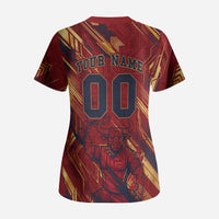 Personalized Spain Football Scrub Top Spanish Shield Bull Mascot