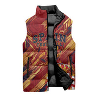 Personalized Spain Football Sleeveless Puffer Jacket Spanish Shield Bull Mascot