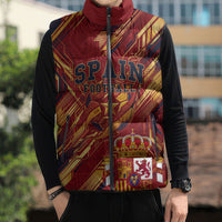 Personalized Spain Football Sleeveless Puffer Jacket Spanish Shield Bull Mascot