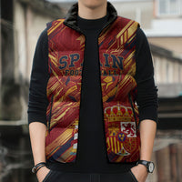Personalized Spain Football Sleeveless Puffer Jacket Spanish Shield Bull Mascot
