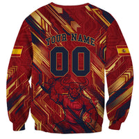 Personalized Spain Football Sweatshirt Spanish Shield Bull Mascot