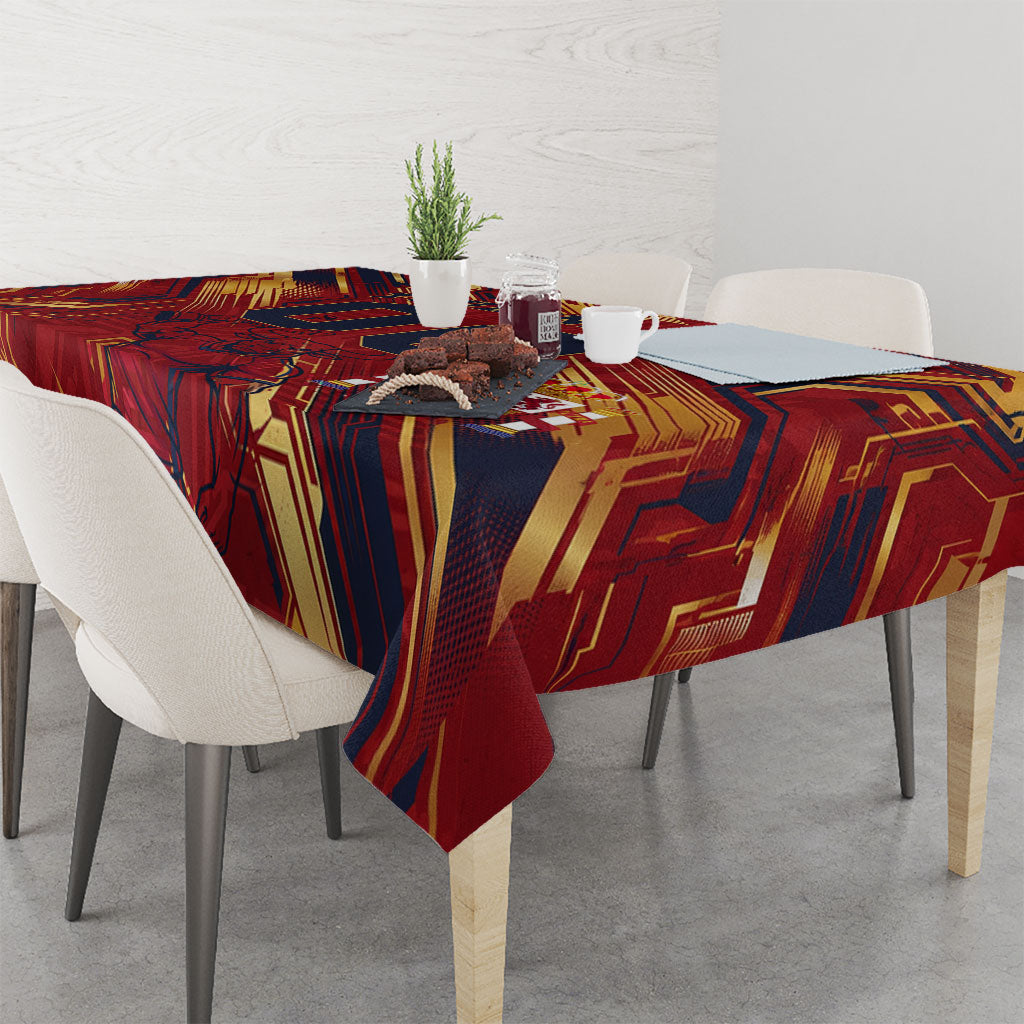 Personalized Spain Football Tablecloth Spanish Shield Bull Mascot