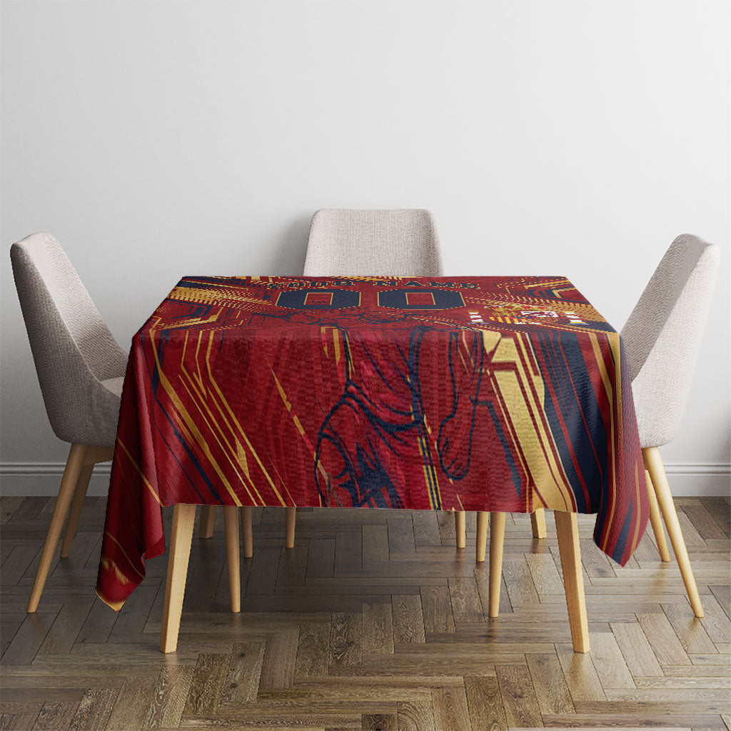 Personalized Spain Football Tablecloth Spanish Shield Bull Mascot