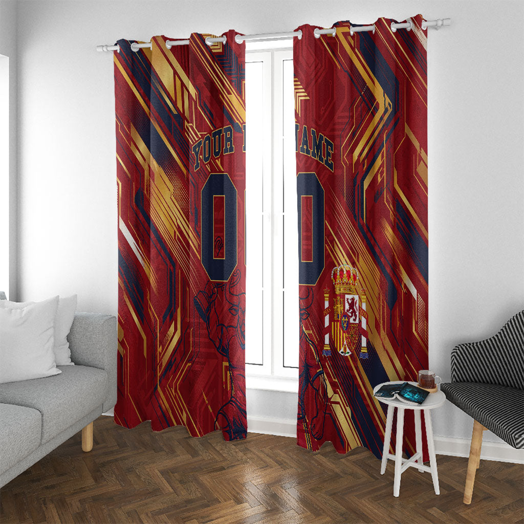 Personalized Spain Football Window Curtain Spanish Shield Bull Mascot