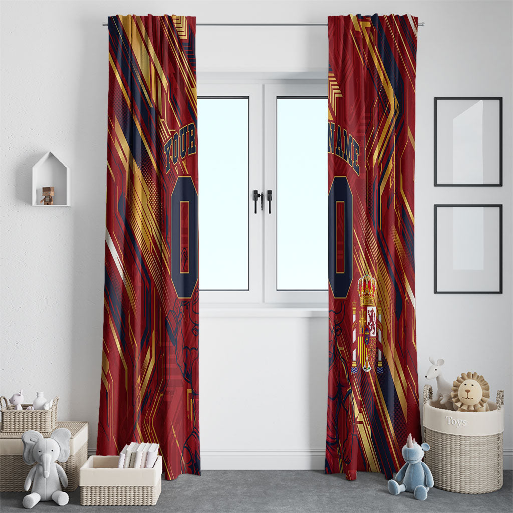Personalized Spain Football Window Curtain Spanish Shield Bull Mascot