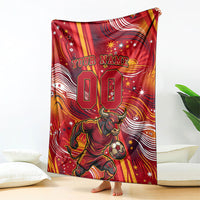 Personalized Spain Football Bull Mascot Blanket Dynamic Spanish Sunburst Abstract Flame