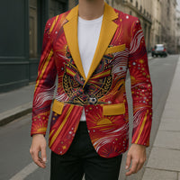 Personalized Spain Football Bull Mascot Blazer Dynamic Spanish Sunburst Abstract Flame
