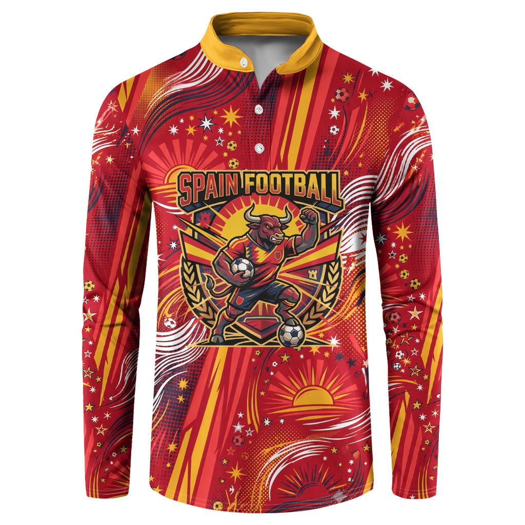 Personalized Spain Football Bull Mascot Button Sweatshirt Dynamic Spanish Sunburst Abstract Flame