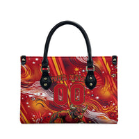 Personalized Spain Football Bull Mascot Leather Bag Dynamic Spanish Sunburst Abstract Flame