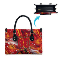 Personalized Spain Football Bull Mascot Leather Bag Dynamic Spanish Sunburst Abstract Flame
