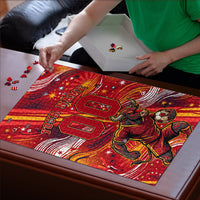 Personalized Spain Football Bull Mascot Puzzle Dynamic Spanish Sunburst Abstract Flame