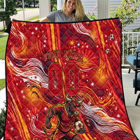 Personalized Spain Football Bull Mascot Quilt Dynamic Spanish Sunburst Abstract Flame