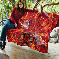 Personalized Spain Football Bull Mascot Quilt Dynamic Spanish Sunburst Abstract Flame