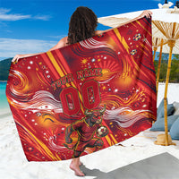 Personalized Spain Football Bull Mascot Sarong Dynamic Spanish Sunburst Abstract Flame