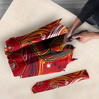 Personalized Spain Football Bull Mascot Umbrella Dynamic Spanish Sunburst Abstract Flame